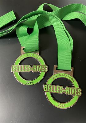 Quatre médaillons de bronze sans ruban, à couronne de plumes en relief et effigie de harfang